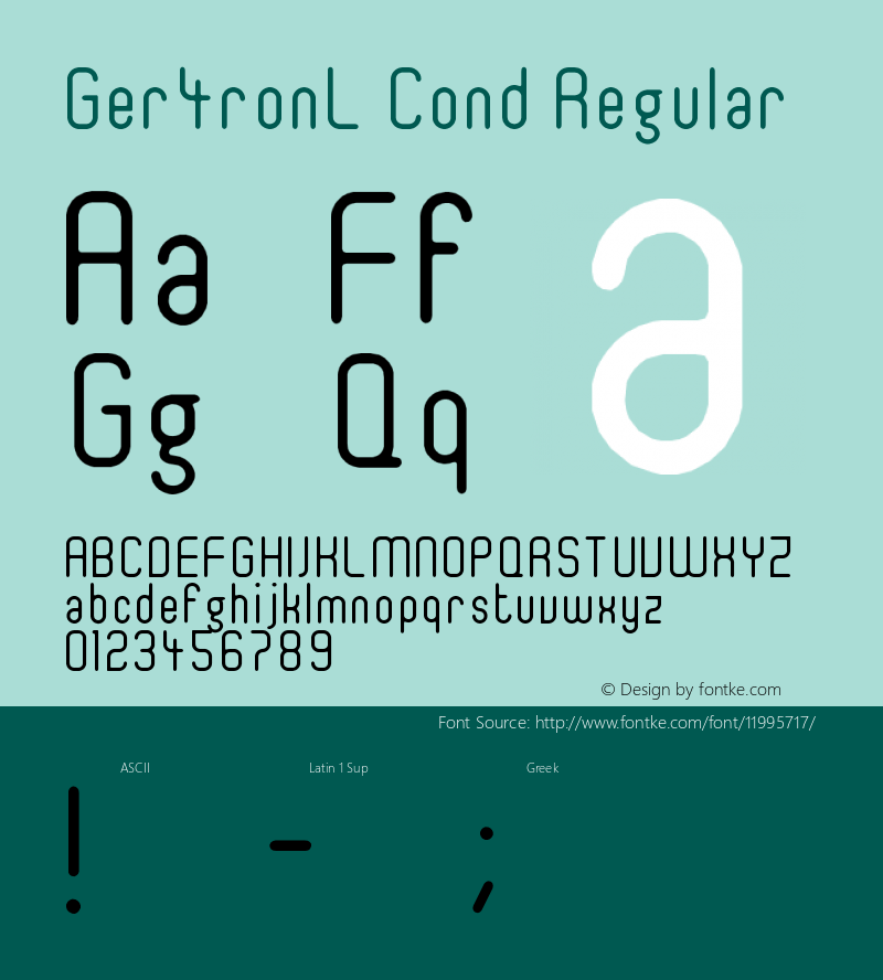 Ger4ronL Cond Regular Version 1.00 July 18, 2008, created by moni图片样张