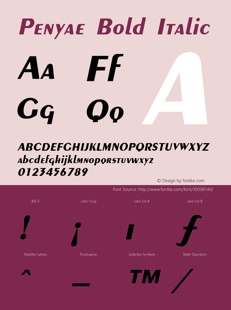 Penyae Bold Italic The IMSI MasterFonts Collection, tm 1995 IMSI图片样张