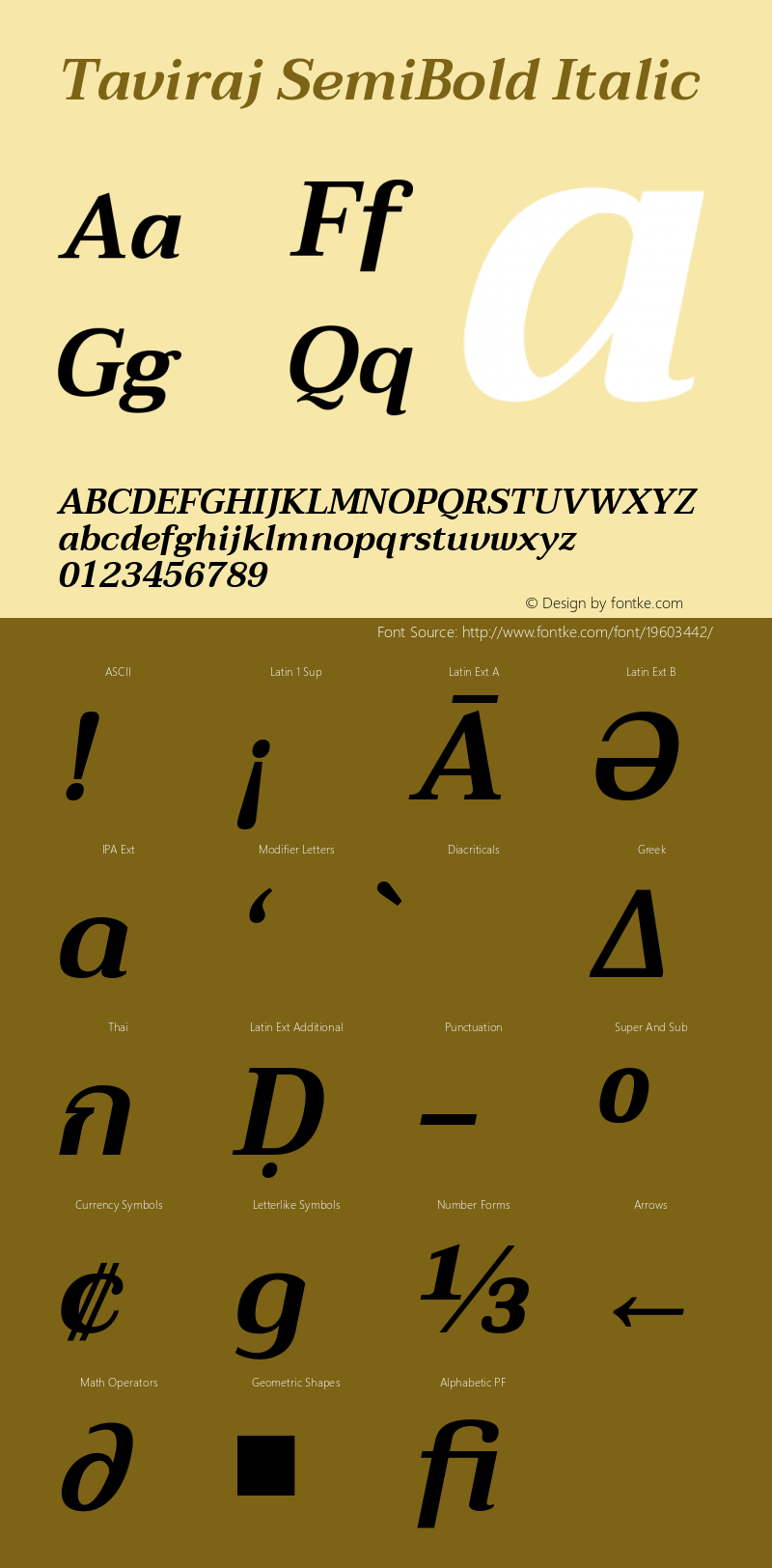 Taviraj SemiBold Italic Version 1.001图片样张