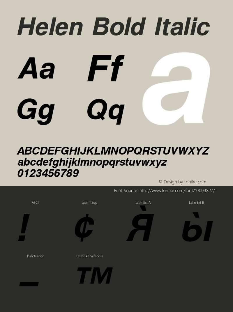 Helen Bold Italic 0.00图片样张