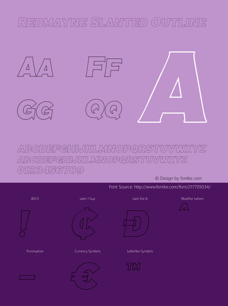 Redmayne-SlantedOutline Version 1.000图片样张