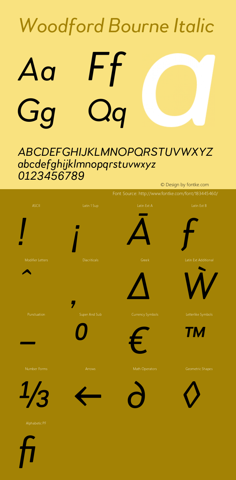 Woodford Bourne Italic Version 2.000;FEAKit 1.0图片样张