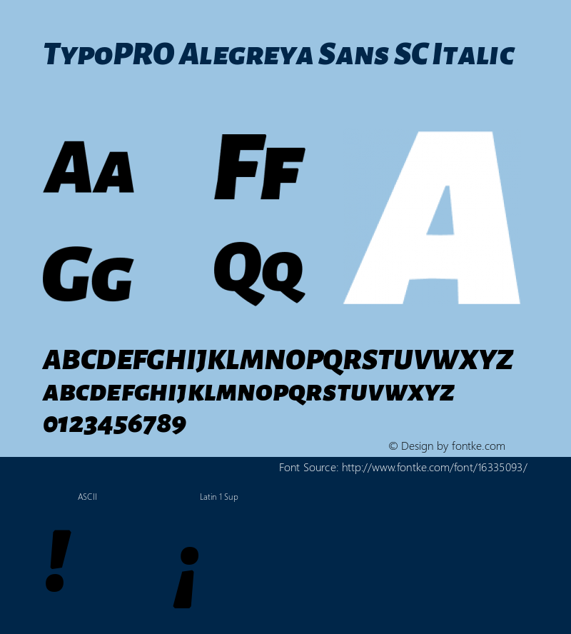 TypoPRO Alegreya Sans SC Italic Version 1.000;PS 001.000;hotconv 1.0.70;makeotf.lib2.5.58329 DEVELOPMENT图片样张