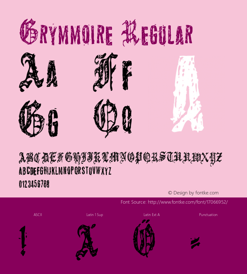 Grymmoire Regular Macromedia Fontographer 4.1 2008.11.30.图片样张