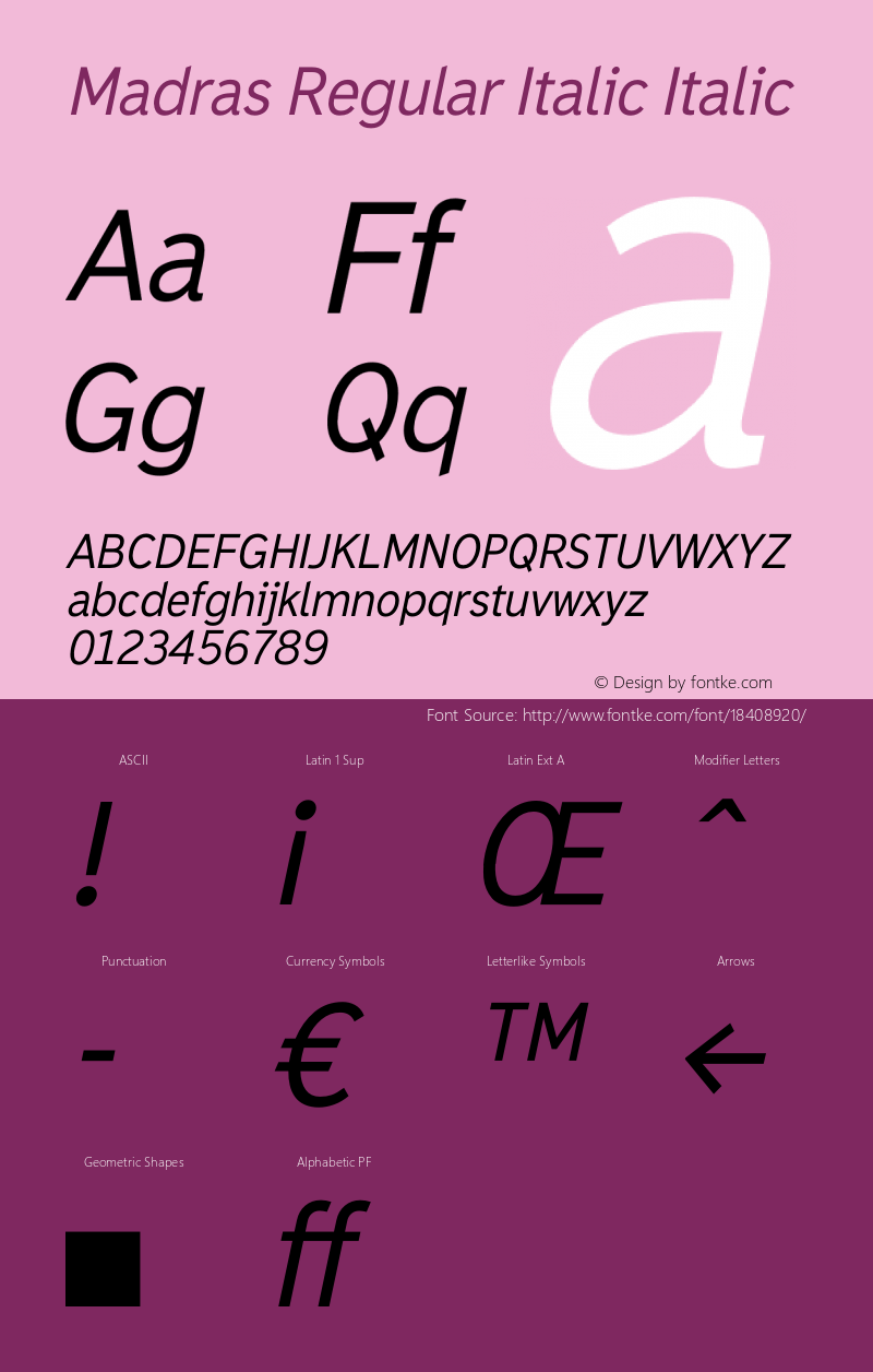 Madras Regular Italic Italic Version 001.001图片样张