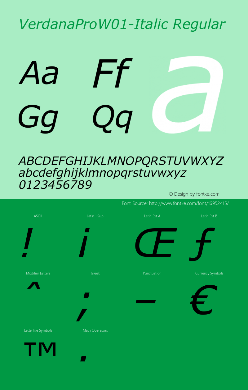 VerdanaProW01-Italic Regular Version 1.00图片样张