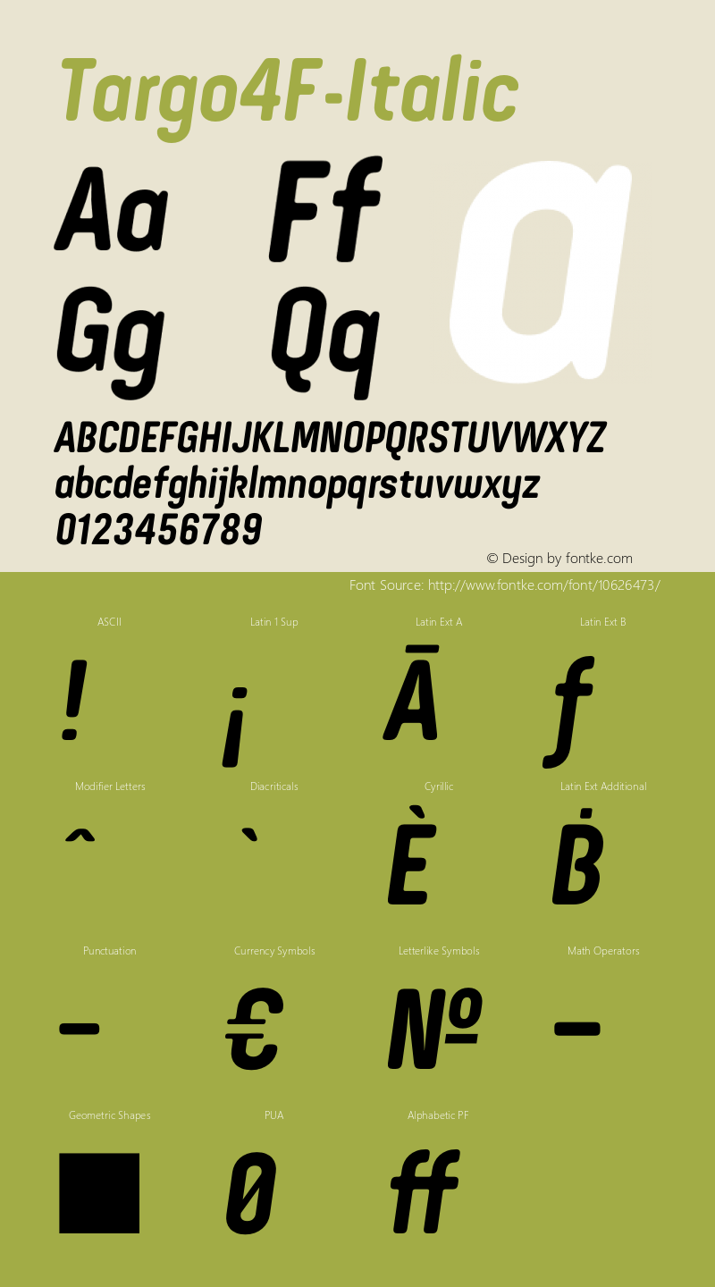 Targo4F-Italic ☞ 1.0;com.myfonts.easy.4thfebruary.targo-4f.italic.wfkit2.version.3VNJ图片样张