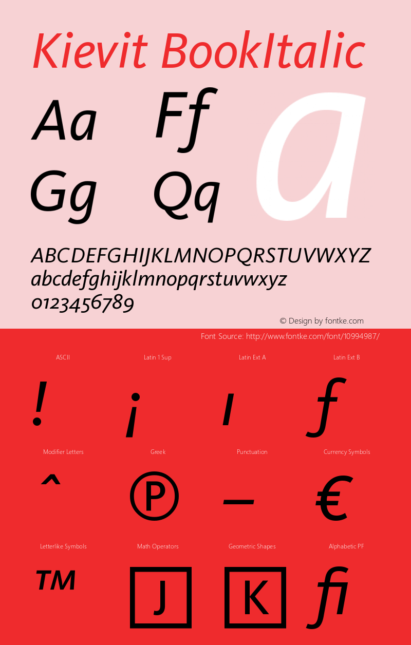 Kievit BookItalic Version 001.000图片样张