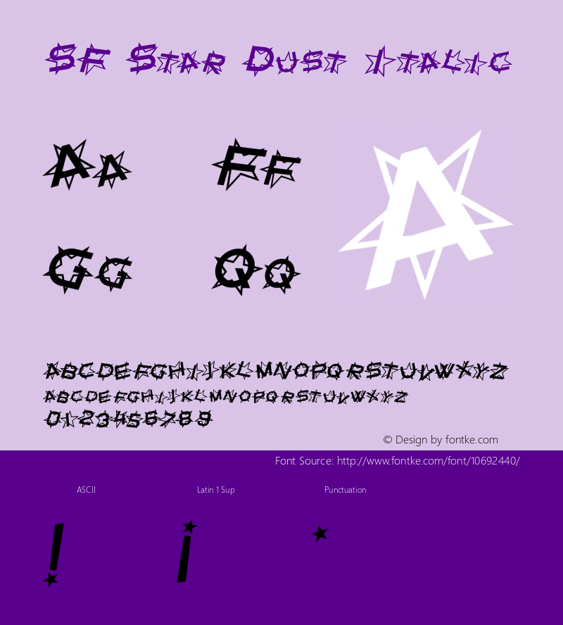 SF Star Dust Italic ver 1.0; 1999.图片样张