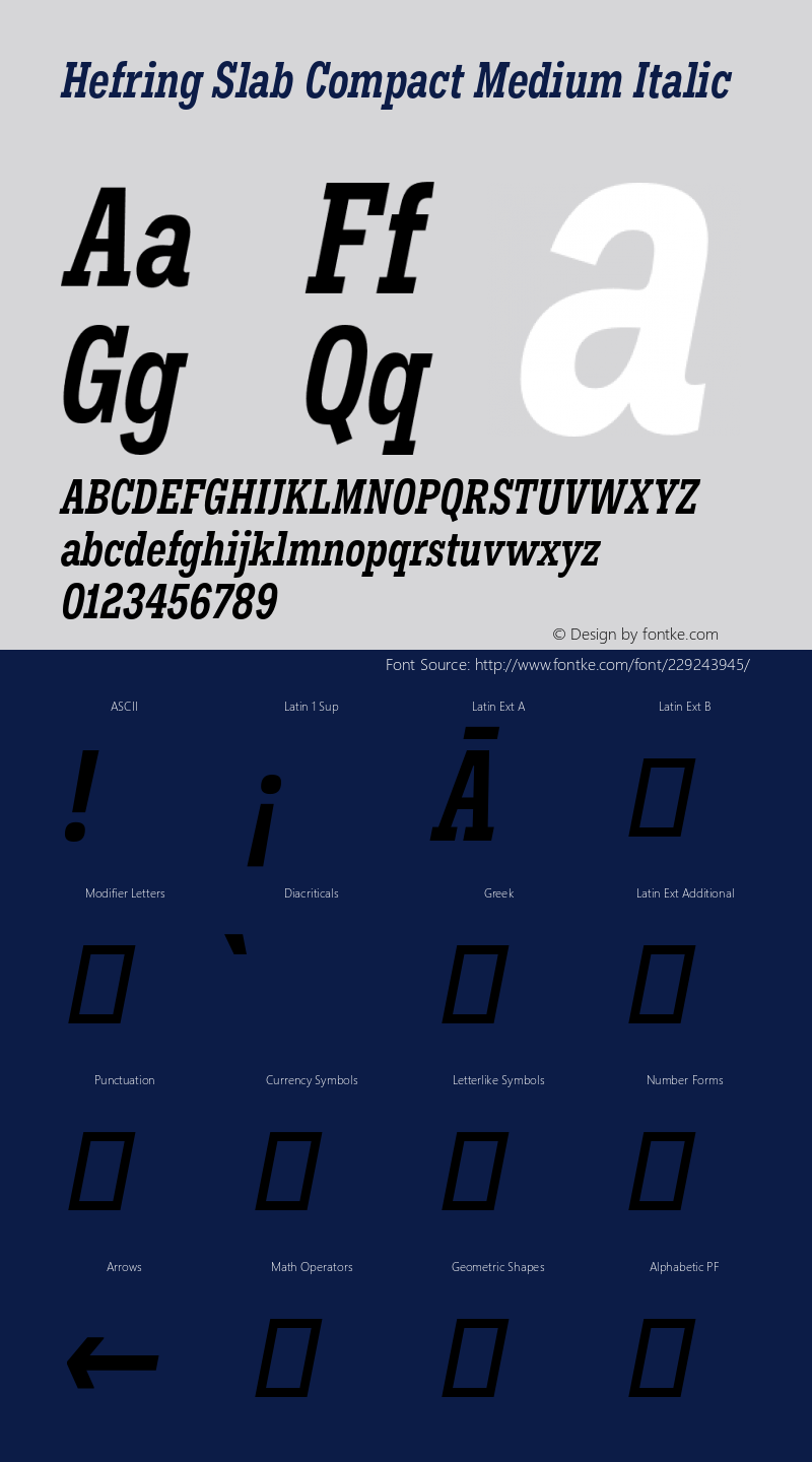 Hefring Slab Compact Medium Italic Version 001.000 October 2018图片样张