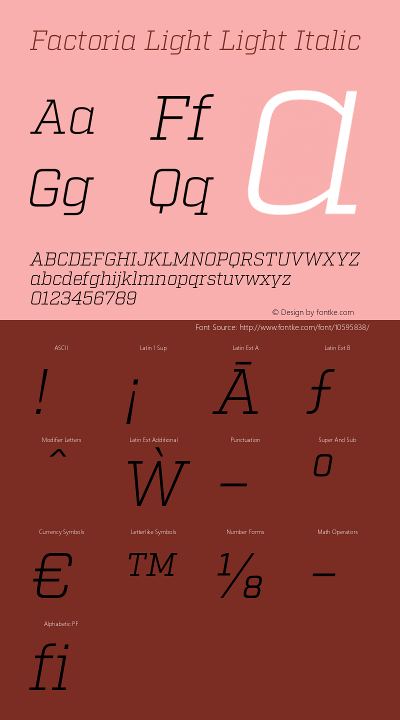 Factoria Light Light Italic Version 1.000图片样张