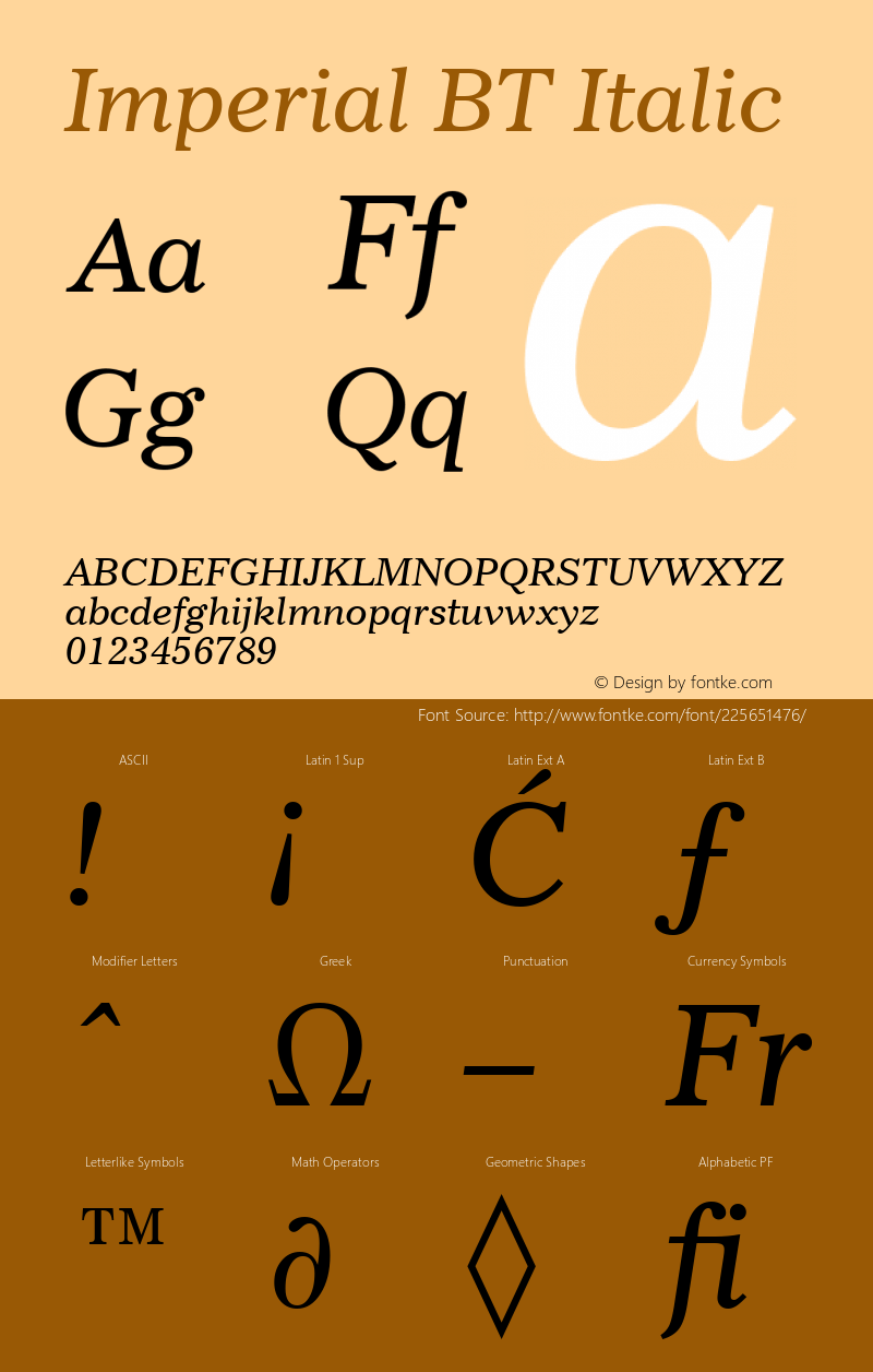 Imperial BT Italic Version 1.01 emb4-OT图片样张