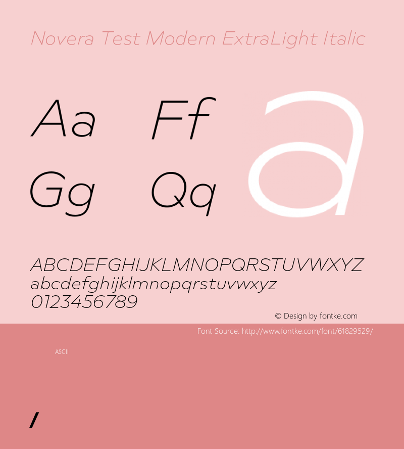 Novera Test Modern ExtraLight Italic Version 1.000;hotconv 1.0.109;makeotfexe 2.5.65596图片样张