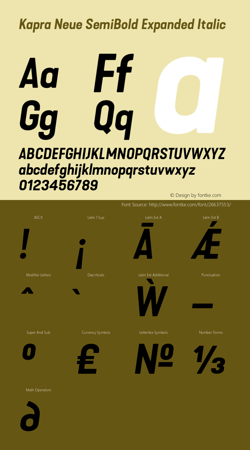 Kapra Neue SemiBold Expanded Italic Version 1.000;PS 001.000;hotconv 1.0.88;makeotf.lib2.5.64775图片样张