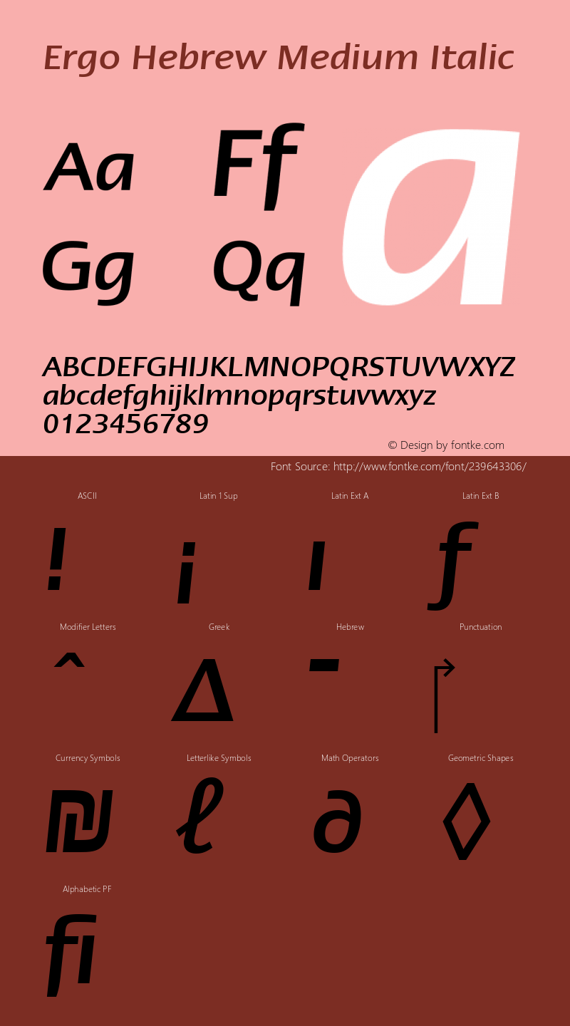 Linotype Ergo Hebrew Medium Italic Version 1.00图片样张