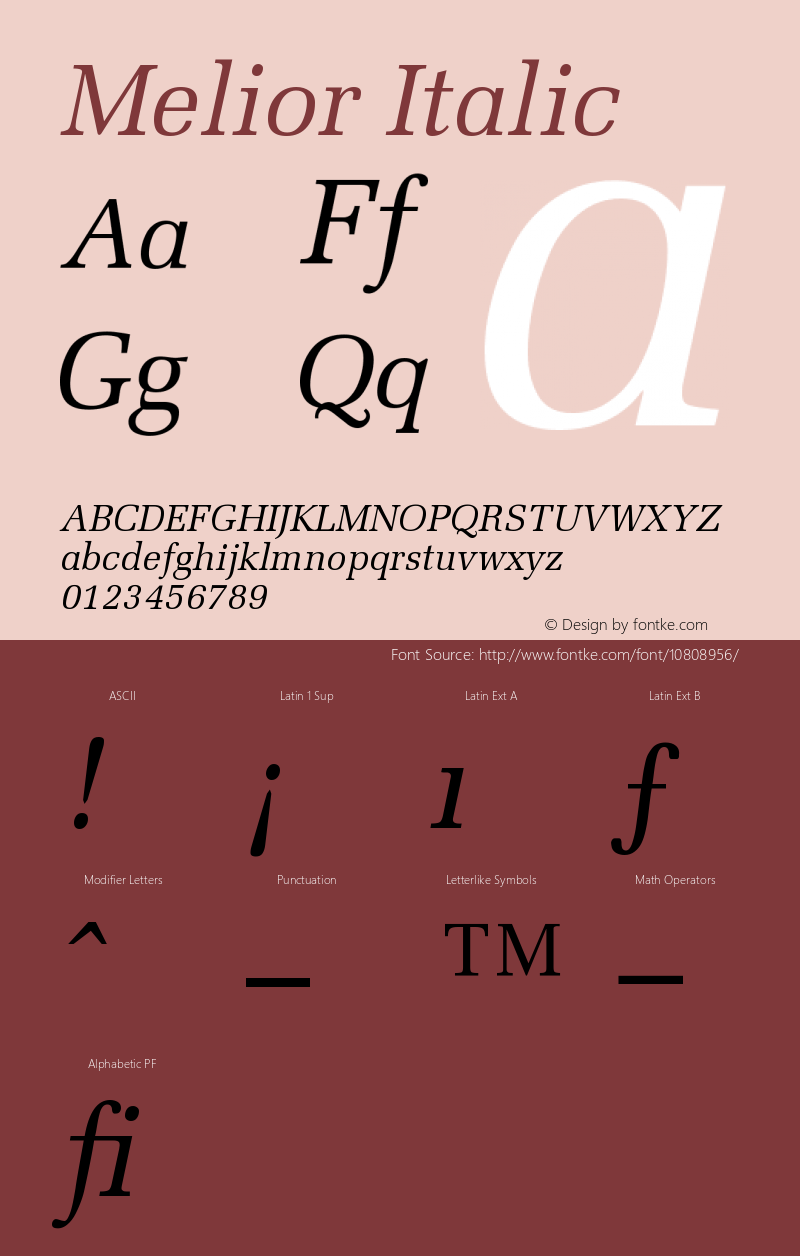 Melior Italic Version 001.002图片样张