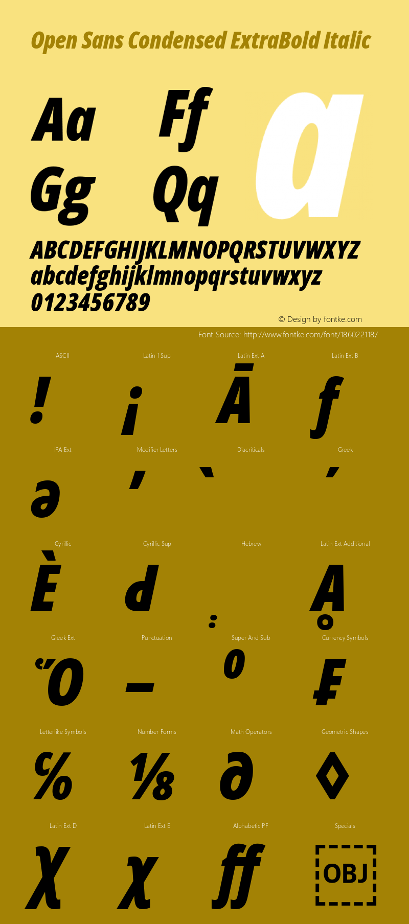 Open Sans Condensed ExtraBold Italic Version 3.000; ttfautohint (v1.8.4)图片样张