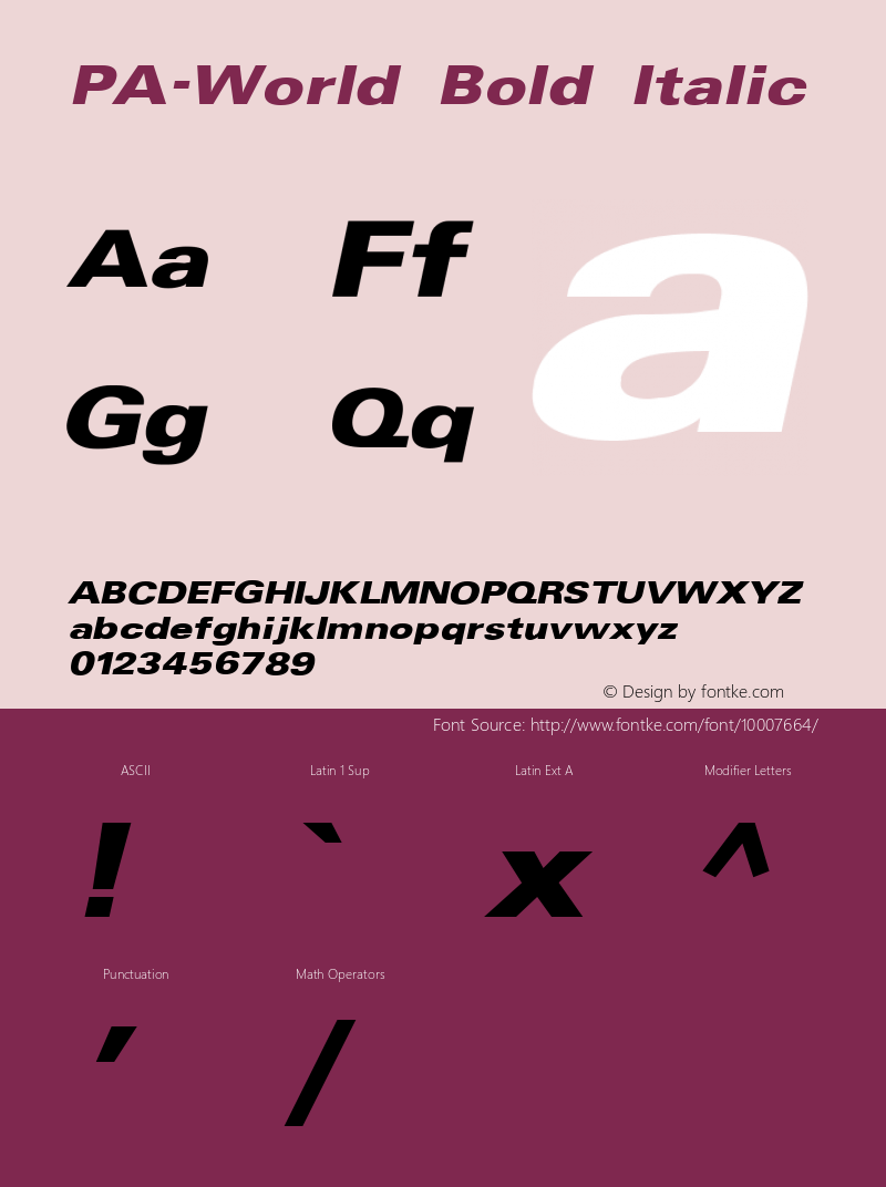 PA-World Bold Italic Version 1.0图片样张