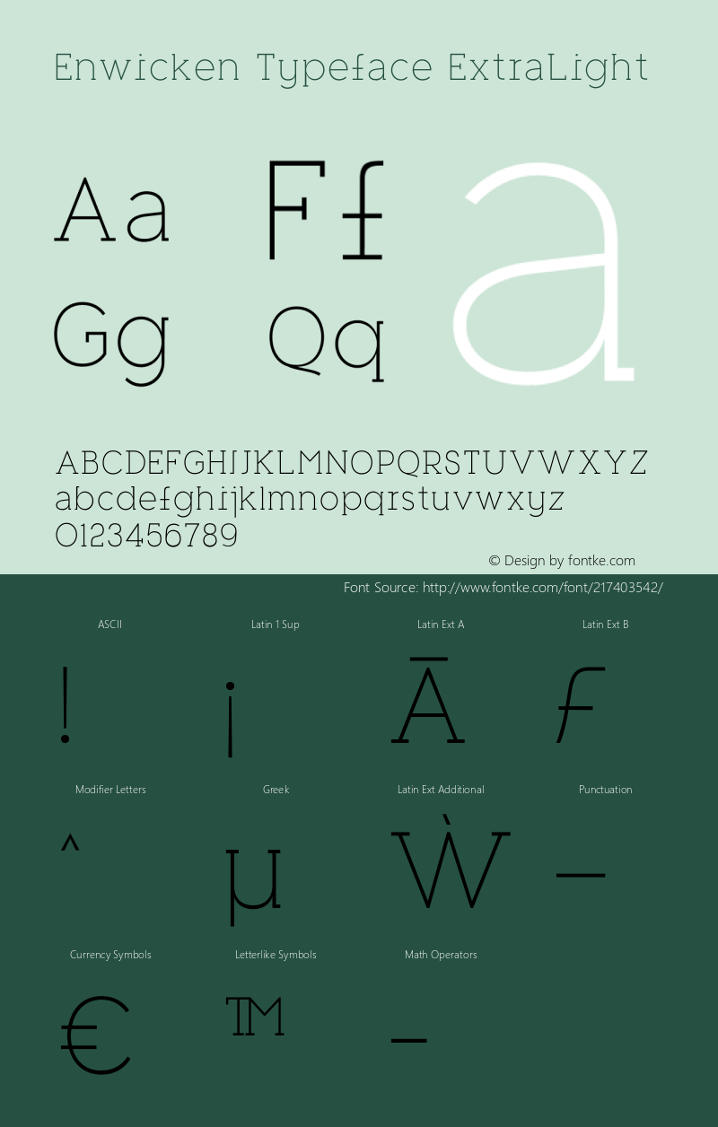 Enwicken Typeface ExtraLight Version 1.000;FEAKit 1.0图片样张
