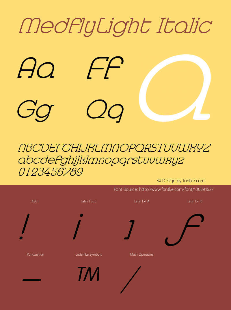 MedflyLight Italic The IMSI MasterFonts Collection, tm 1995 IMSI图片样张