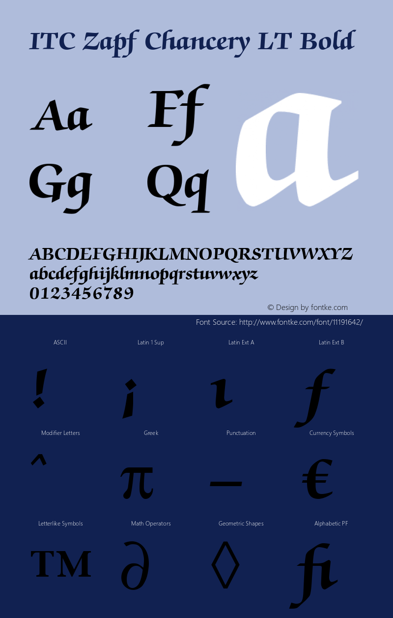 ITC Zapf Chancery LT Bold Version 006.000图片样张