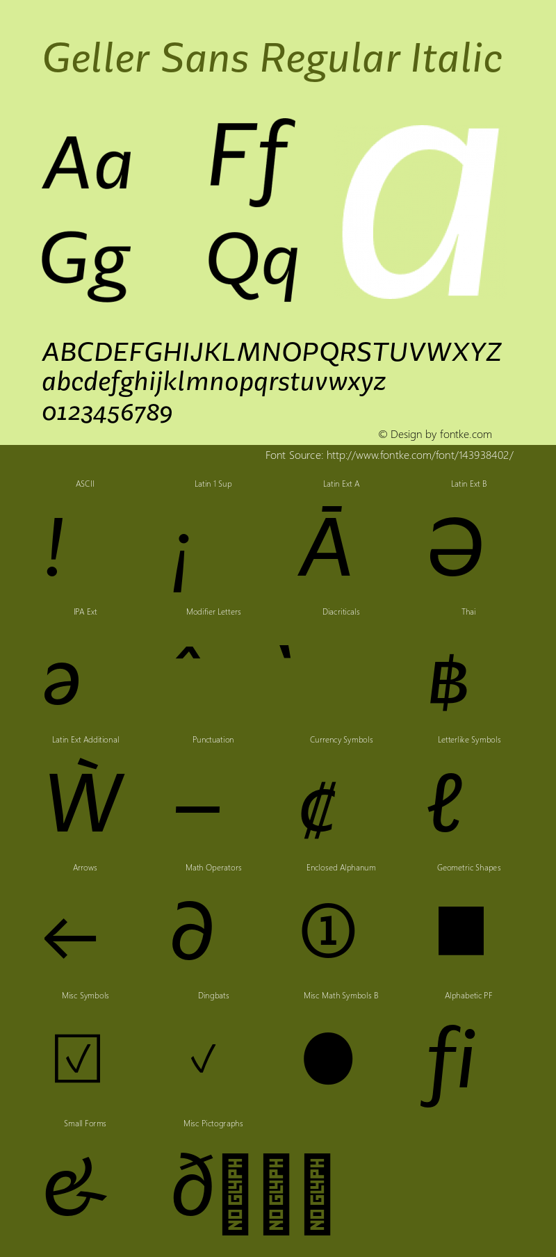 Geller Sans Regular Italic Version 1.000;hotconv 1.0.109;makeotfexe 2.5.65596图片样张