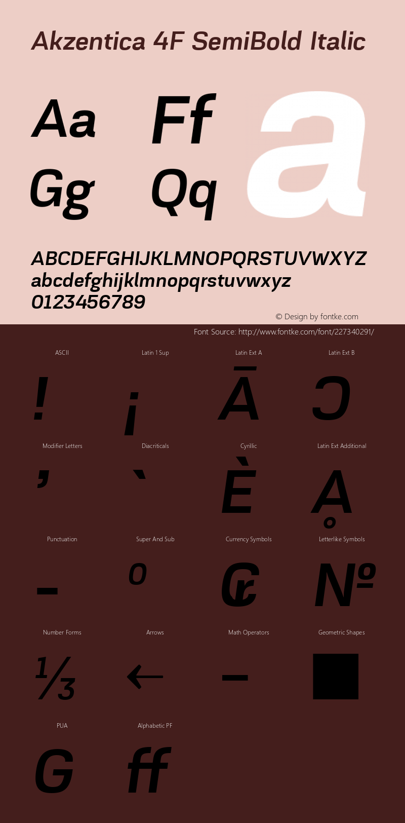 Akzentica 4F SemiBold Italic 1.0图片样张