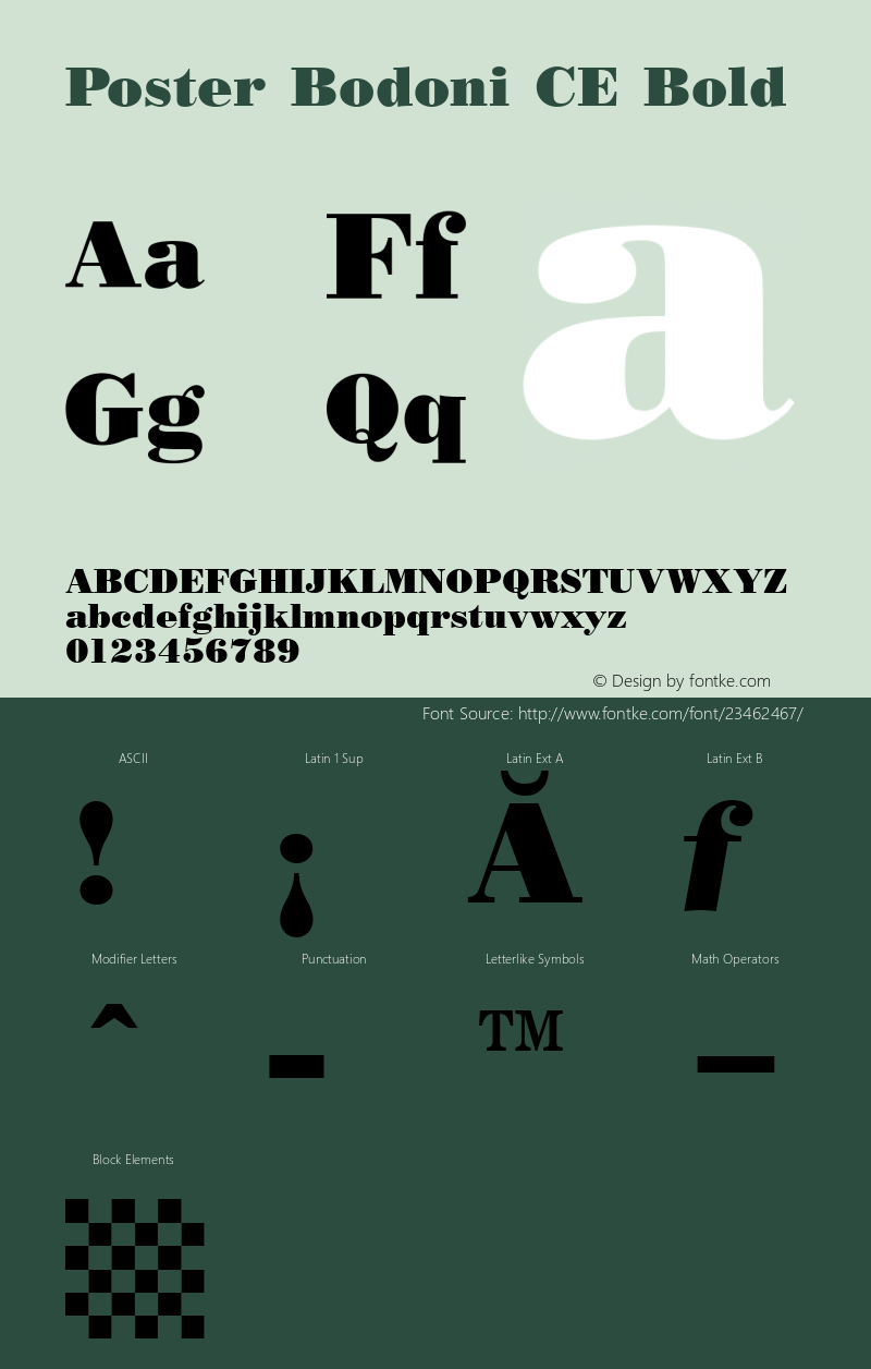 Poster Bodoni CE Bold Version 1.1  : Latin 1, 2 & 5.图片样张