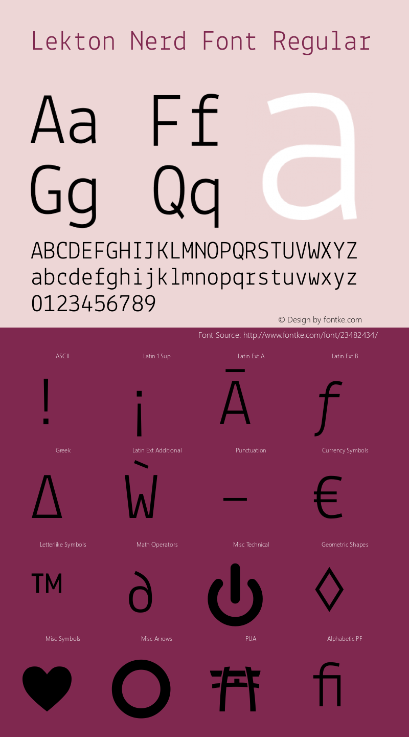 Lekton Nerd Font Complete Version 34.000图片样张