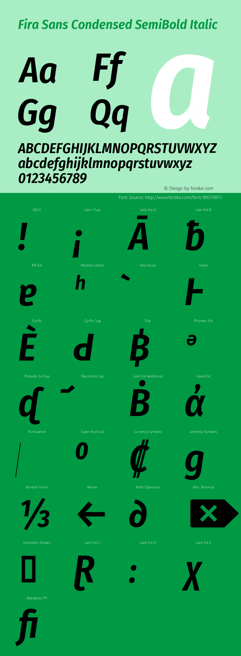 Fira Sans Condensed SemiBold Italic Version 4.203图片样张