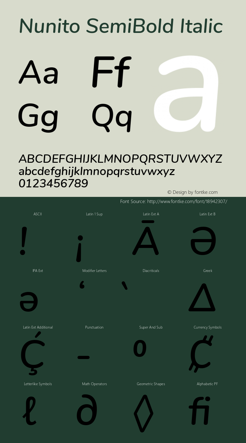 Nunito SemiBold Italic Version 3.000图片样张