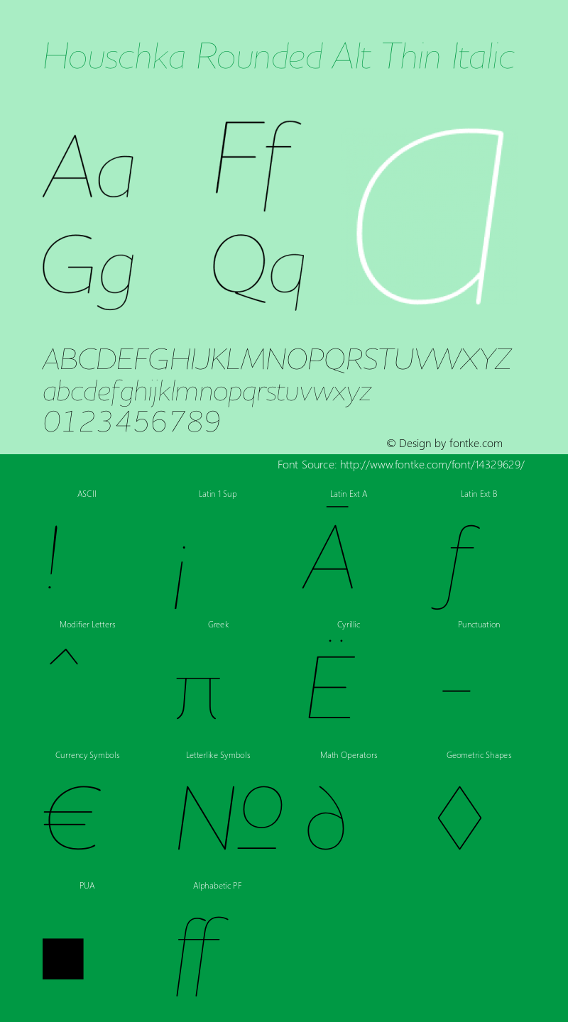 Houschka Rounded Alt Thin Italic 001.000; Fonts for Free; vk.com/fontsforfree图片样张