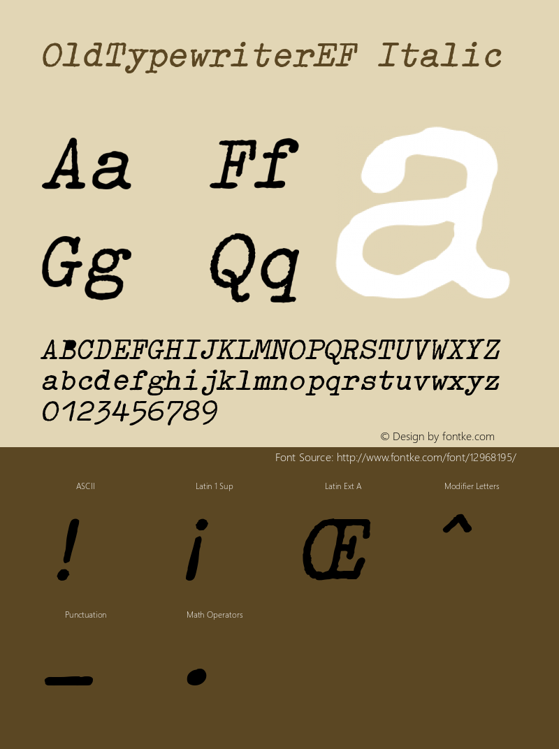 OldTypewriterEF Italic Version 1.00图片样张