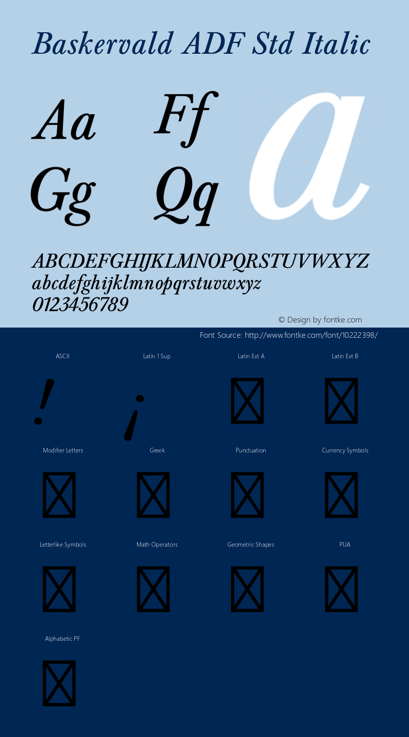 Baskervald ADF Std Italic 1.001 FontForge图片样张