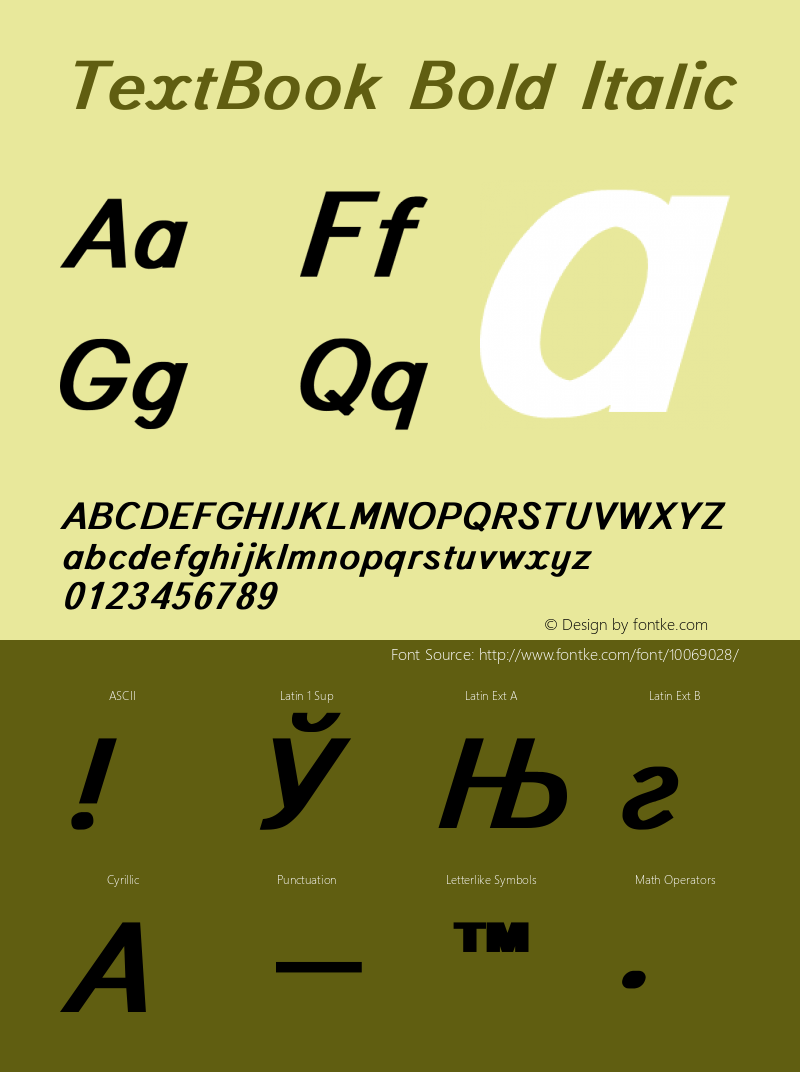 TextBook Bold Italic Converted from t:\TEXTBOO2.BF1 by ALLTYPE图片样张