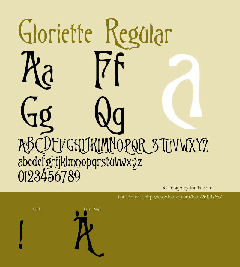 Gloriette Altsys Fontographer 4.0.2 10/25/93图片样张