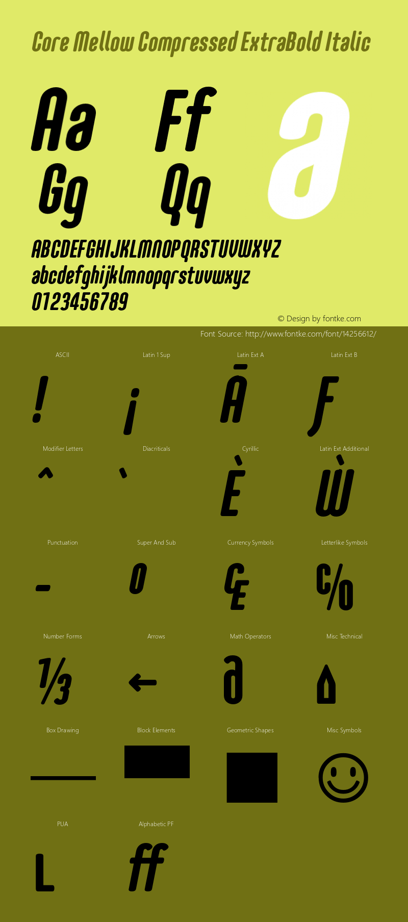 Core Mellow Compressed ExtraBold Italic Version 1.000;wf图片样张