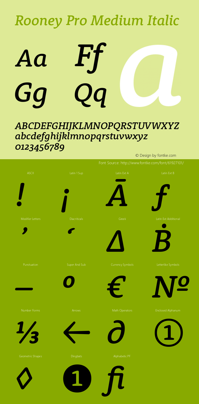 RooneyPro-MediumItalic Version 1.1 | wf-rip DC20130325图片样张