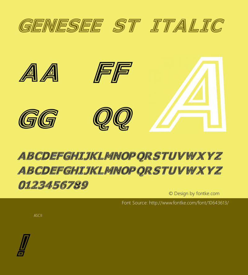 Genesee St Italic Version 1.000;PS 001.001;hotconv 1.0.56图片样张