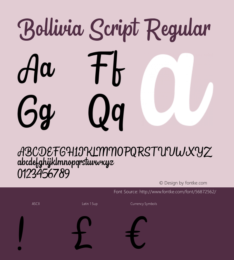 Bollivia Script Version 1.00;February 26, 2020;FontCreator 11.5.0.2422 64-bit图片样张