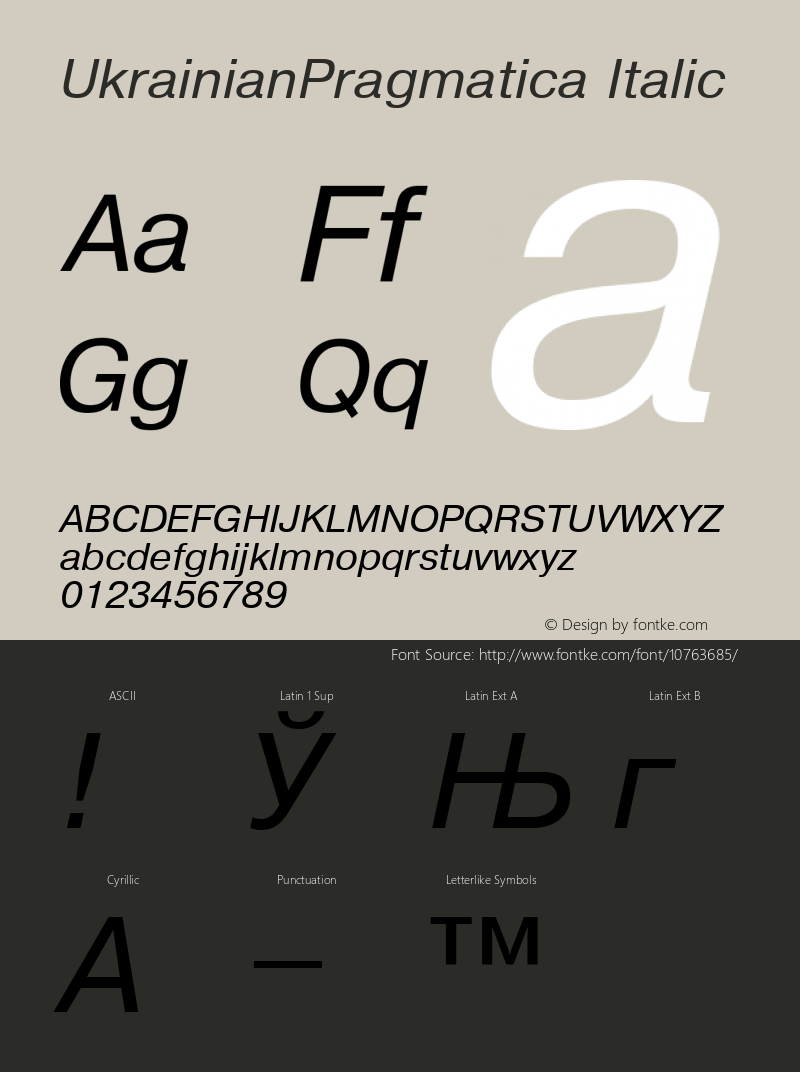 UkrainianPragmatica Italic 001.000图片样张