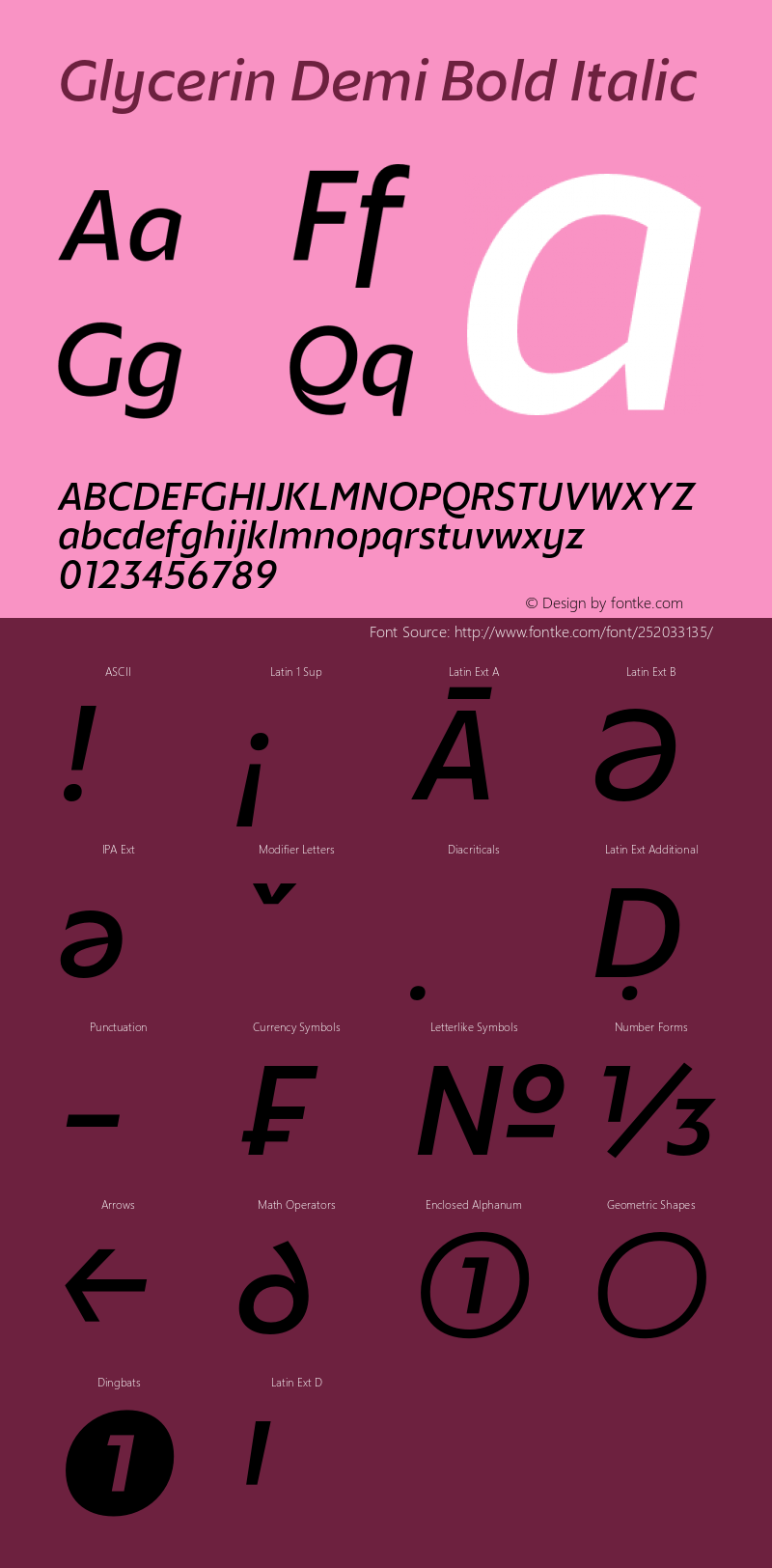 Glycerin Demi Bold Italic Version 1.015;Glyphs 3.1.2 (3151)图片样张