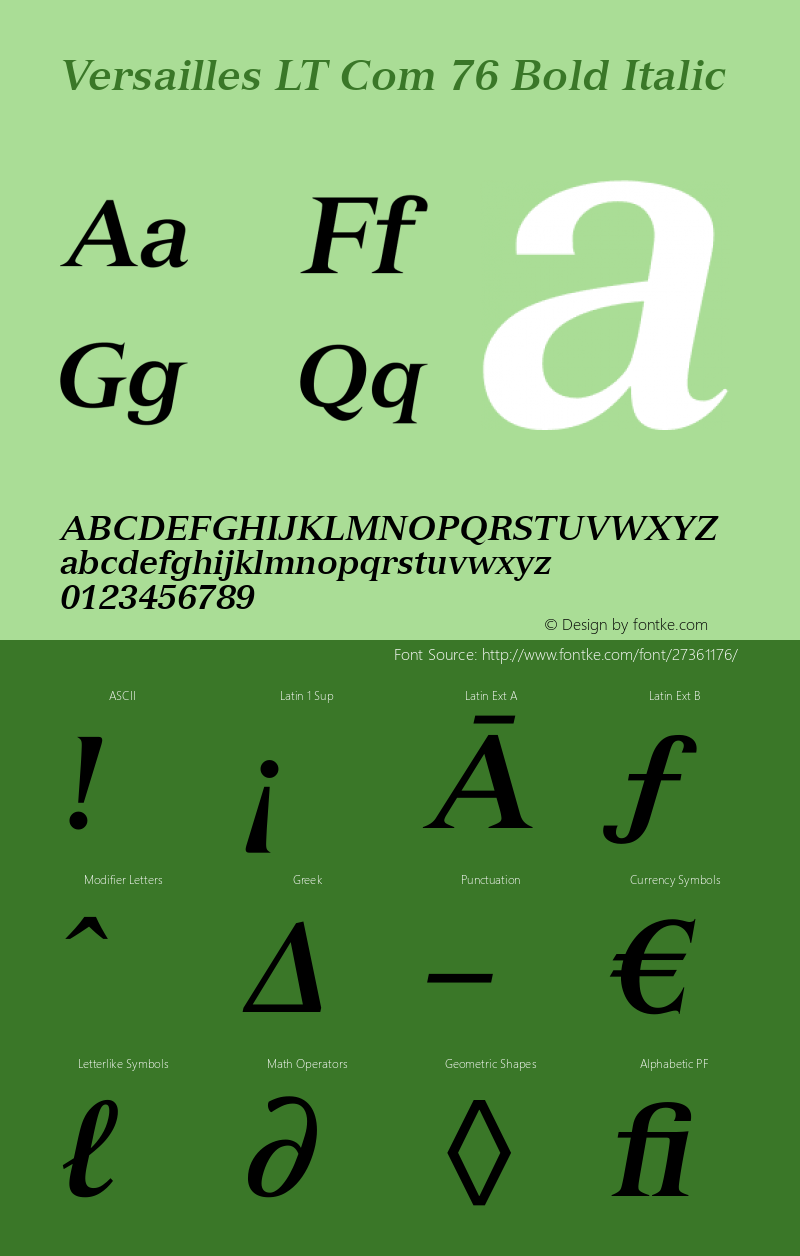 Versailles LT Com 76 Bold Italic Version 2.01图片样张