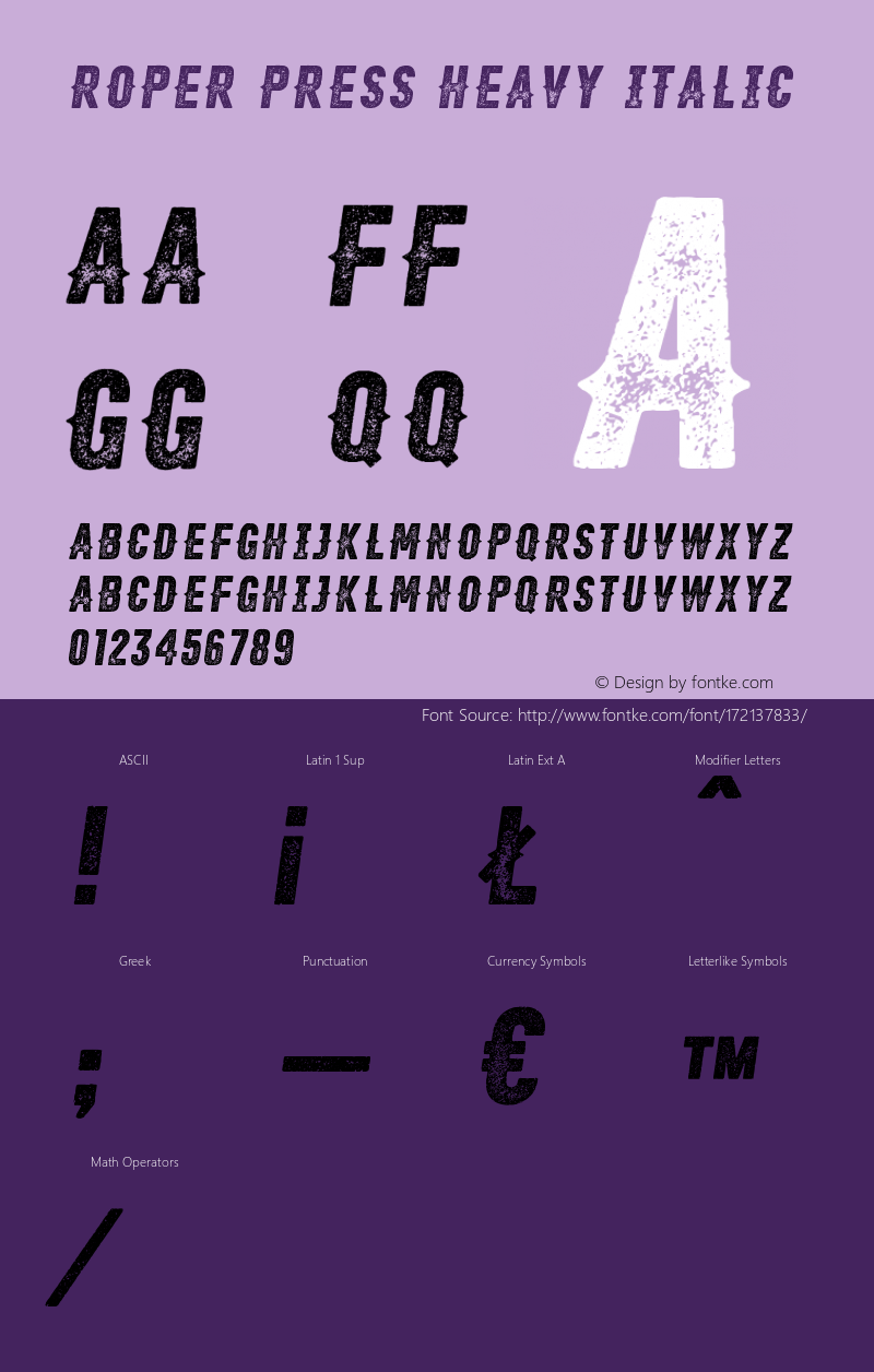 Roper Press Heavy Italic 1.00 November 8, 2014, initial release图片样张