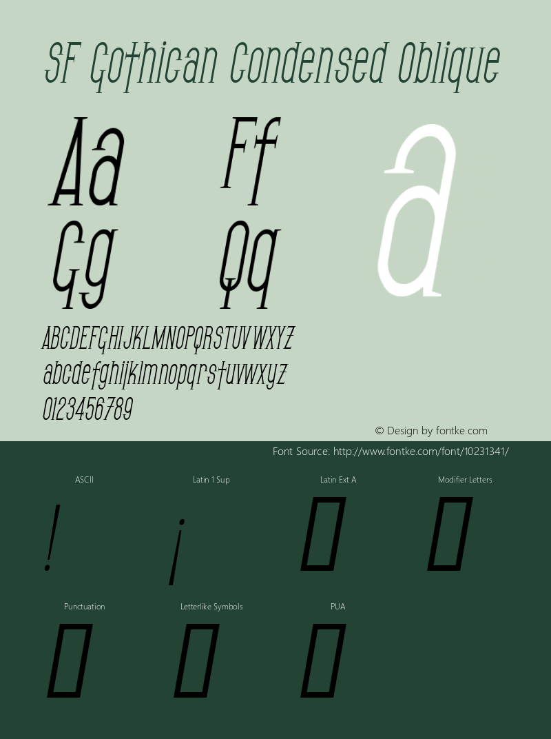 SF Gothican Condensed Oblique v2.0 - Freeware图片样张