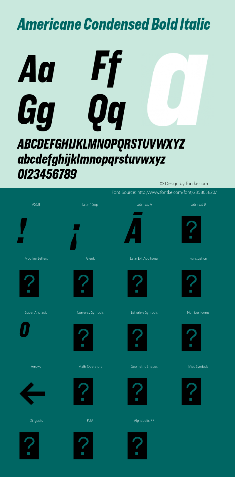 Americane Condensed Bold Italic Version 1.000图片样张