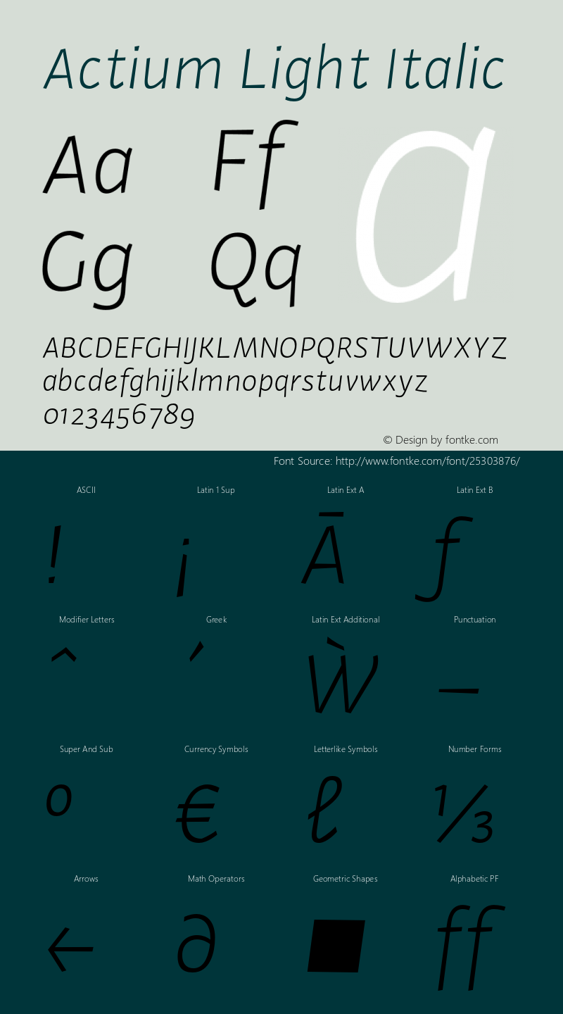 Actium-LightItalic Version 1.002图片样张