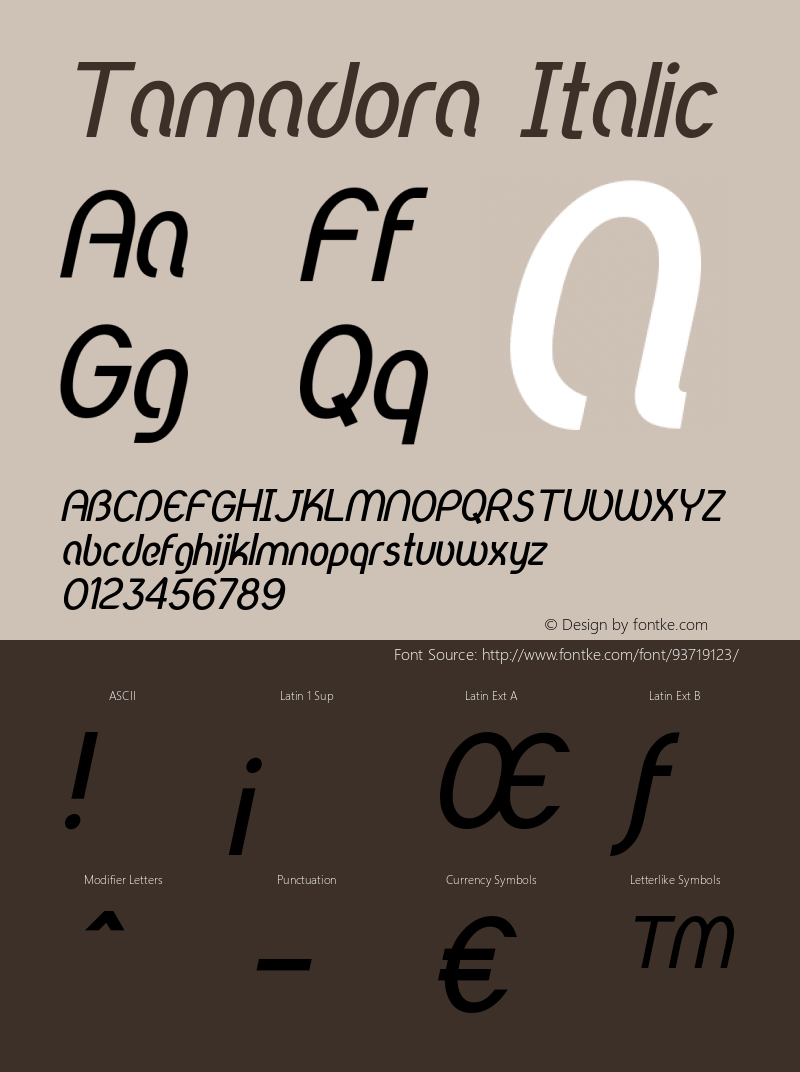 Tamadora-Italic Version 1.000图片样张