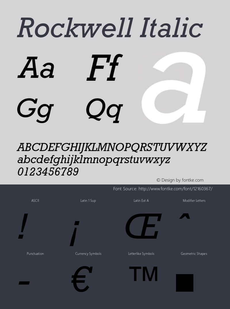 Rockwell Italic Version 1.65图片样张