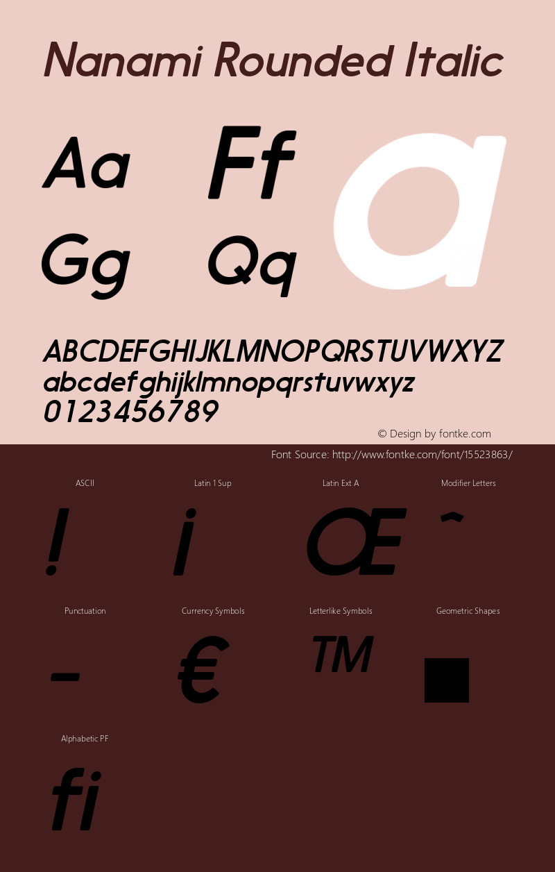 Nanami Rounded Italic Version 1.003图片样张